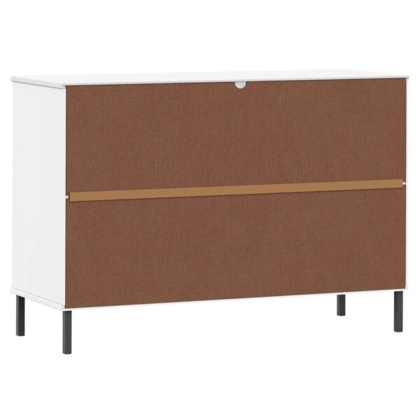 vidaXL Sideboard with Metal Legs White 44.5"x15.7"x30.3" Solid Wood OSLO - Image 7