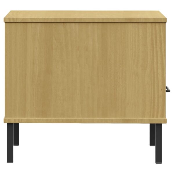 vidaXL Bedside Table with Metal Legs Brown Solid Wood Pine OSLO - Image 6