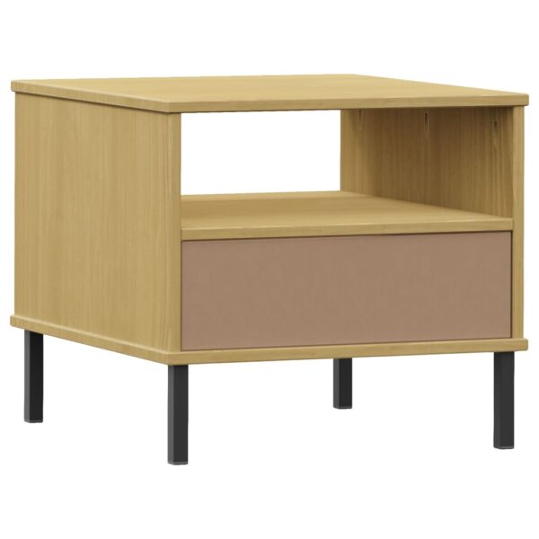 vidaXL Bedside Table with Metal Legs Brown Solid Wood Pine OSLO - Image 7