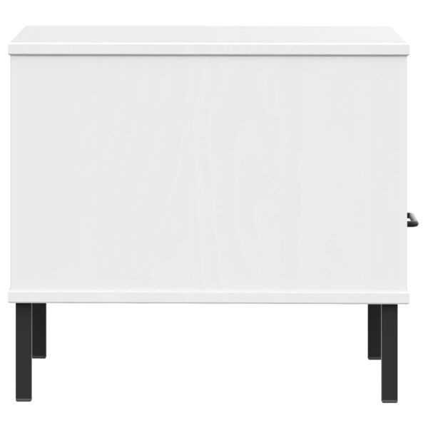 vidaXL Bedside Table with Metal Legs White Solid Wood Pine OSLO - Image 6