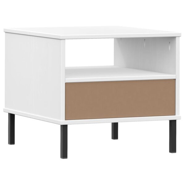 vidaXL Bedside Table with Metal Legs White Solid Wood Pine OSLO - Image 7