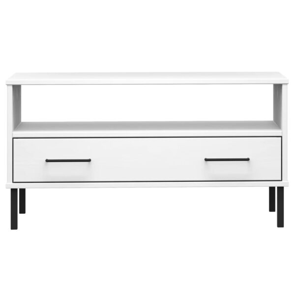 vidaXL Coffee Table with Metal Legs White 33.5"x19.7"x17.7" Solid Wood OSLO - Image 4