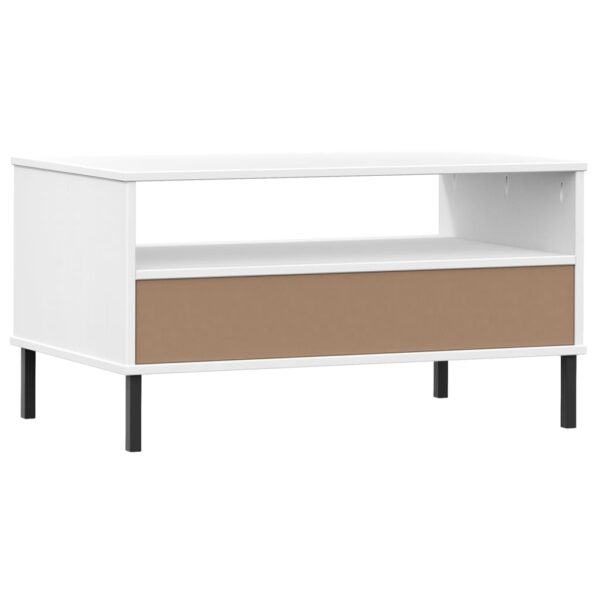 vidaXL Coffee Table with Metal Legs White 33.5"x19.7"x17.7" Solid Wood OSLO - Image 7