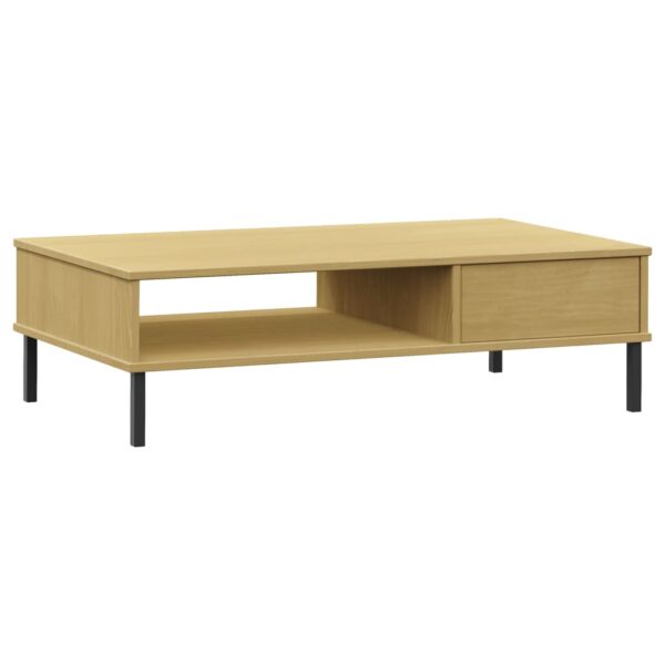 vidaXL Coffee Table with Metal Legs Brown Solid Wood Pine OSLO - Image 7