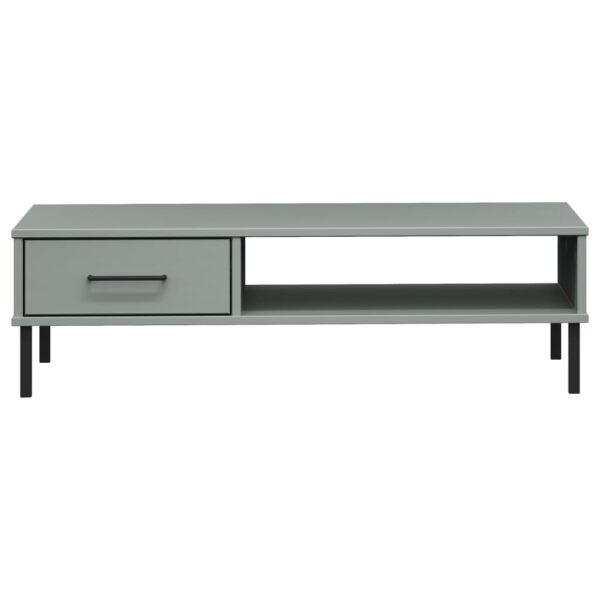 vidaXL Coffee Table with Metal Legs Gray Solid Wood Pine OSLO - Image 4