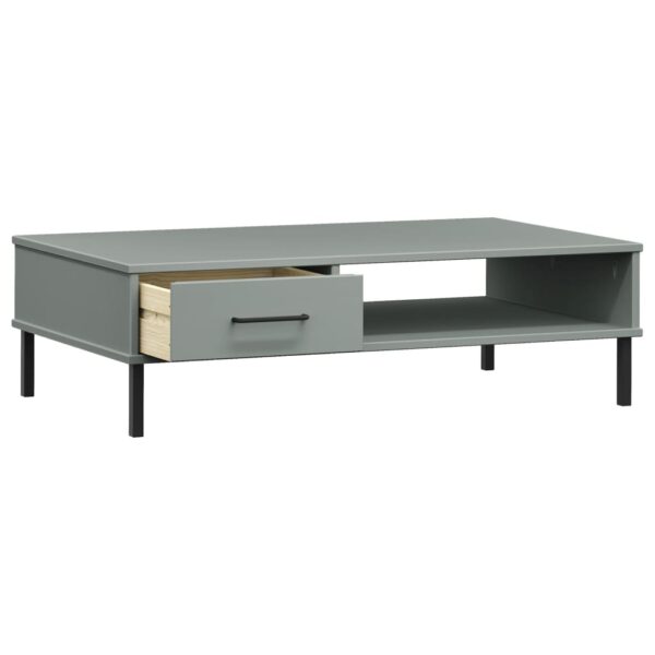 vidaXL Coffee Table with Metal Legs Gray Solid Wood Pine OSLO - Image 5