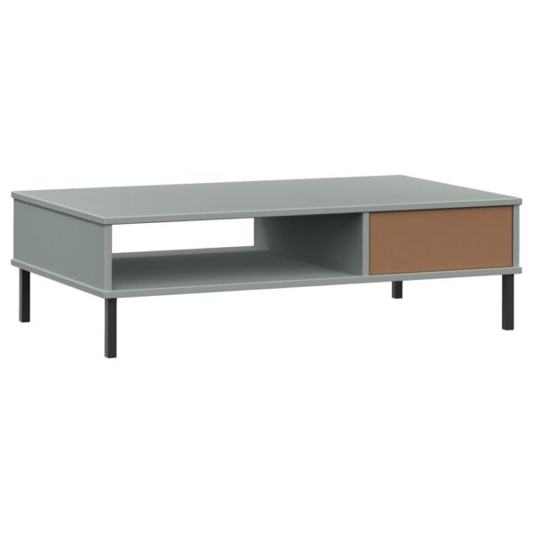 vidaXL Coffee Table with Metal Legs Gray Solid Wood Pine OSLO - Image 7