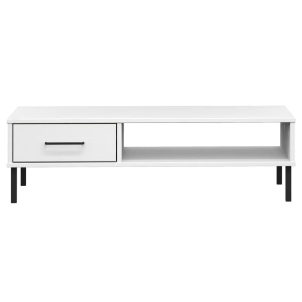 vidaXL Coffee Table with Metal Legs White Solid Wood Pine OSLO - Image 4