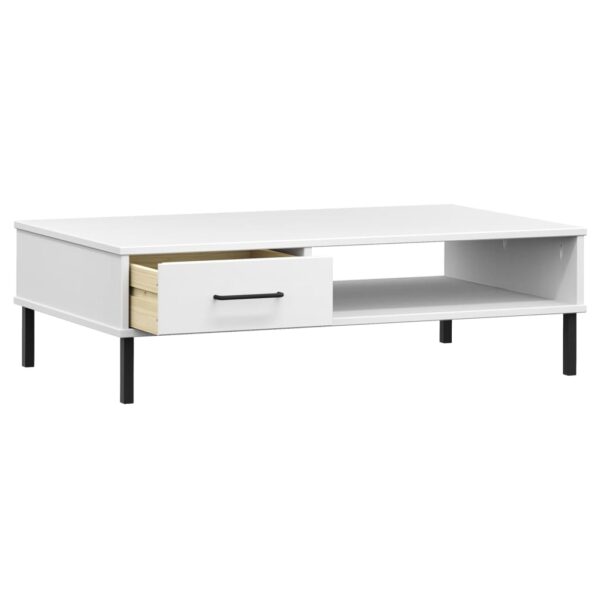 vidaXL Coffee Table with Metal Legs White Solid Wood Pine OSLO - Image 5