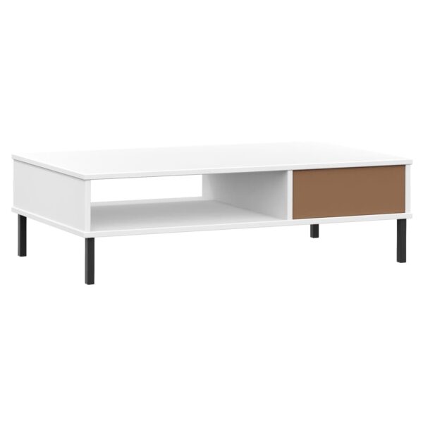 vidaXL Coffee Table with Metal Legs White Solid Wood Pine OSLO - Image 7