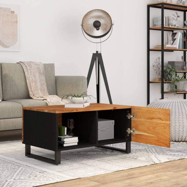 vidaXL Coffee Table 31.5"x19.7"x15.7" Solid Wood Acacia&Engineered Wood - Image 3