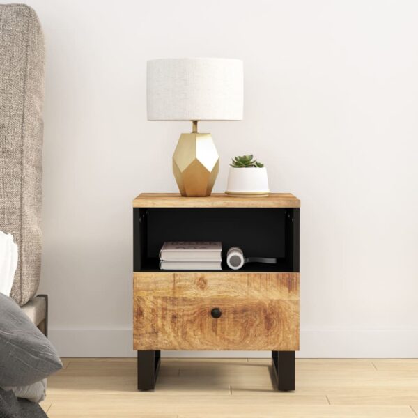 vidaXL Bedside Cabinet Solid Wood Mango&Engineered Wood - Image 3