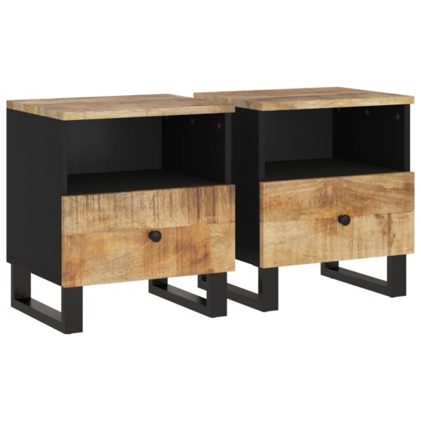 vidaXL Bedside Cabinets 2 pcs Solid Wood Mango&Engineered Wood - Image 2