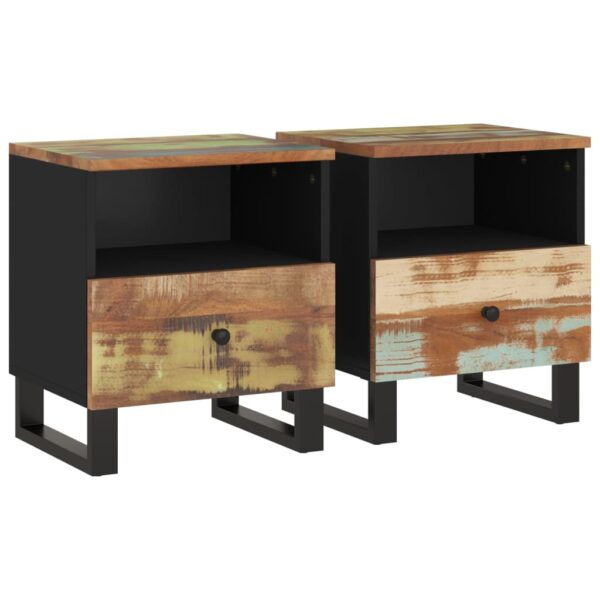 vidaXL Bedside Cabinets 2 pcs Solid Wood Reclaimed&Engineered Wood - Image 2