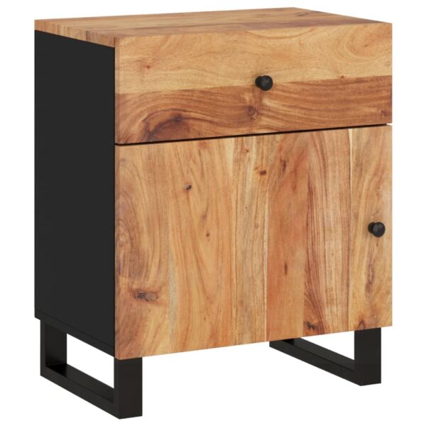 vidaXL Bedside Cabinet 19.7"x13"x23.6" Solid Wood Acacia&Engineered Wood - Image 2