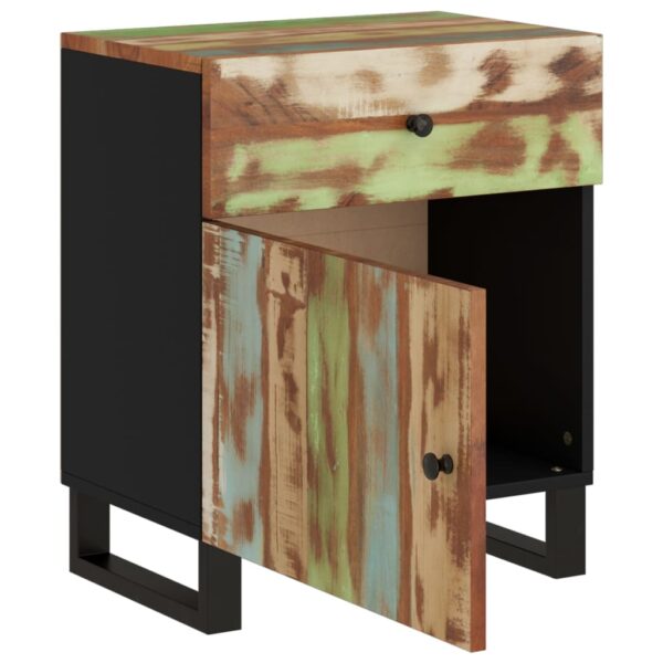 vidaXL Bedside Cabinet 19.7"x13"x23.6" Solid Wood Reclaimed&Engineered Wood - Image 4