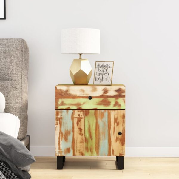 vidaXL Bedside Cabinet 19.7"x13"x23.6" Solid Wood Reclaimed&Engineered Wood