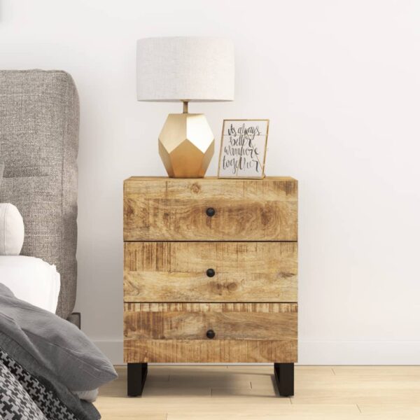 vidaXL Bedside Cabinet 19.7"x13"x24.4" Solid Wood Mango&Engineered Wood