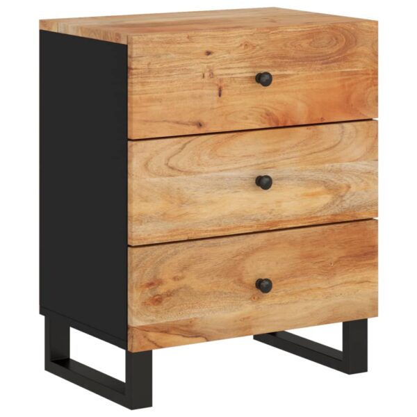 vidaXL Bedside Cabinet 19.7"x13"x24.4" Solid Wood Acacia&Engineered Wood - Image 2