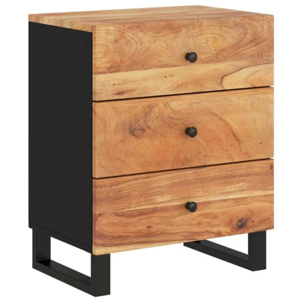 vidaXL Bedside Cabinet 19.7"x13"x24.4" Solid Wood Acacia&Engineered Wood - Image 9