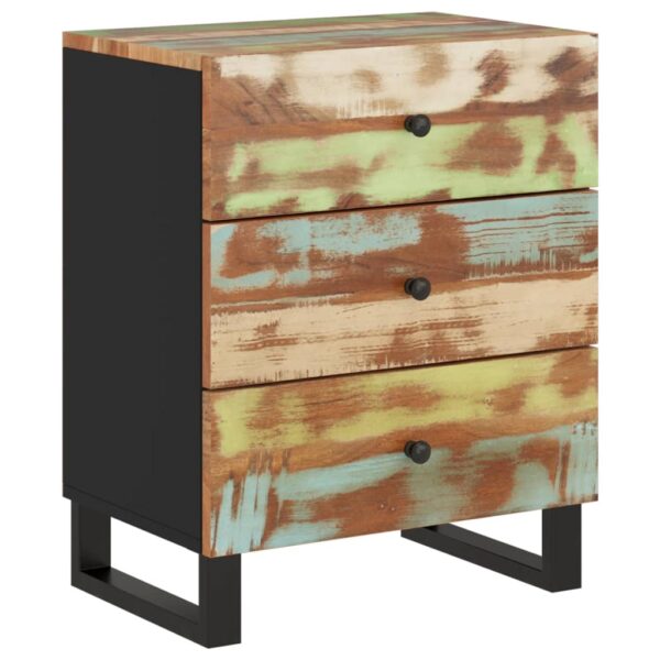 vidaXL Bedside Cabinet 19.7"x13"x24.4" Solid Wood Reclaimed&Engineered Wood - Image 2