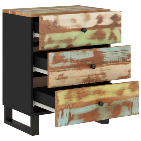 vidaXL Bedside Cabinet 19.7"x13"x24.4" Solid Wood Reclaimed&Engineered Wood - Image 4