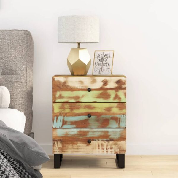 vidaXL Bedside Cabinet 19.7"x13"x24.4" Solid Wood Reclaimed&Engineered Wood