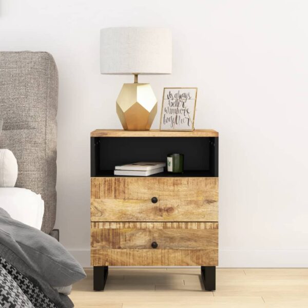 vidaXL Bedside Cabinet 19.7"x13"x24.4" Solid Wood Mango&Engineered Wood