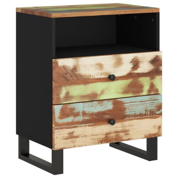 vidaXL Bedside Cabinet 19.7"x13"x24.4" Solid Wood Reclaimed&Engineered Wood - Image 2