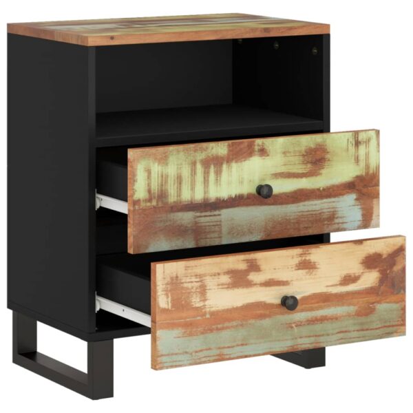 vidaXL Bedside Cabinet 19.7"x13"x24.4" Solid Wood Reclaimed&Engineered Wood - Image 4