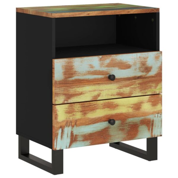 vidaXL Bedside Cabinet 19.7"x13"x24.4" Solid Wood Reclaimed&Engineered Wood - Image 10