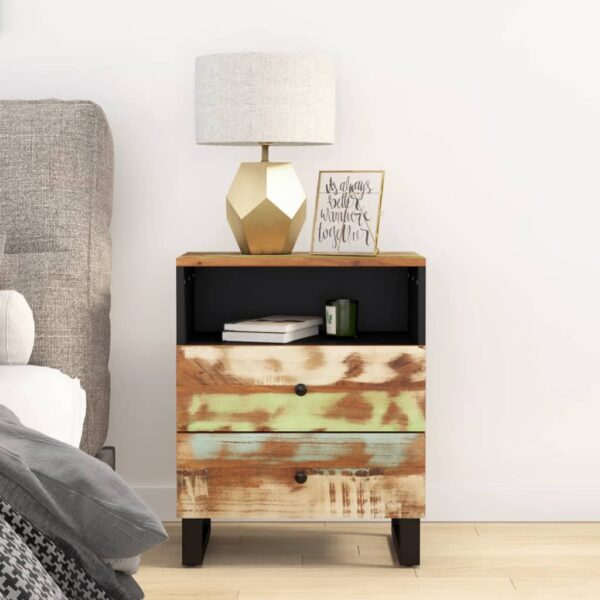 vidaXL Bedside Cabinet 19.7"x13"x24.4" Solid Wood Reclaimed&Engineered Wood