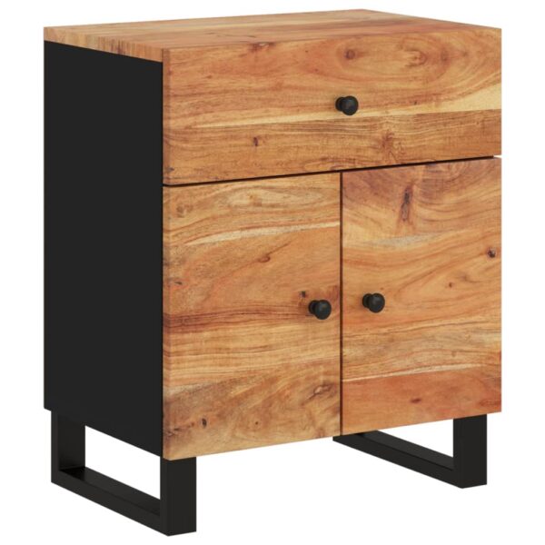 vidaXL Bedside Cabinet 19.7"x13"x23.6" Solid Wood Acacia&Engineered Wood - Image 2