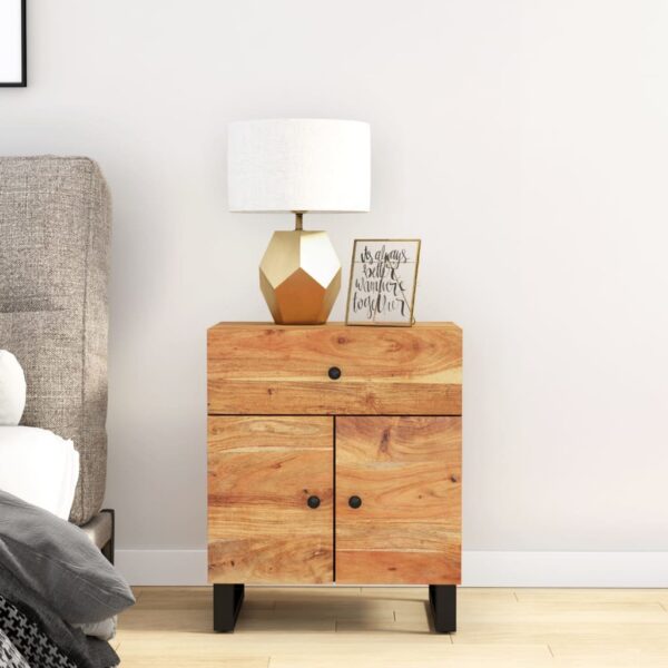 vidaXL Bedside Cabinet 19.7"x13"x23.6" Solid Wood Acacia&Engineered Wood