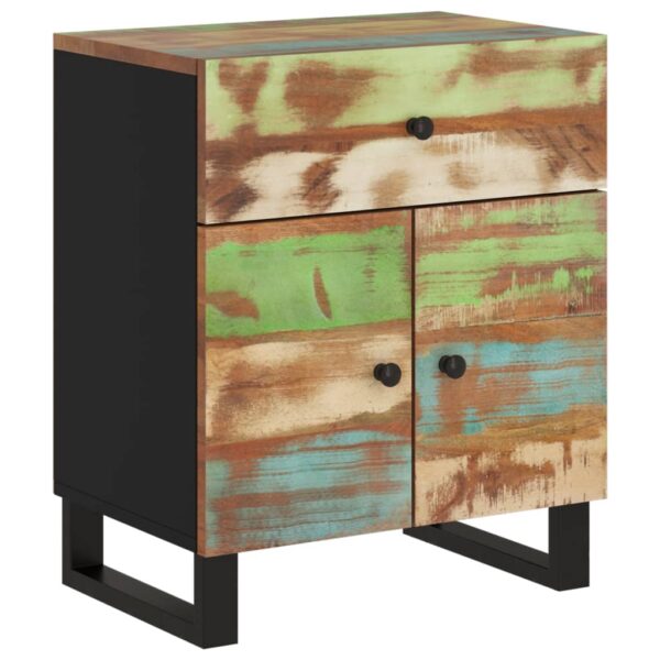 vidaXL Bedside Cabinet 19.7"x13"x23.6" Solid Wood Reclaimed&Engineered Wood - Image 2