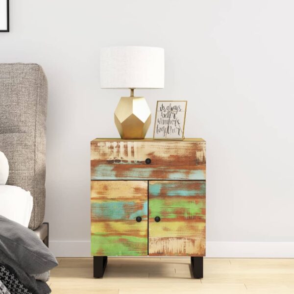 vidaXL Bedside Cabinet 19.7"x13"x23.6" Solid Wood Reclaimed&Engineered Wood