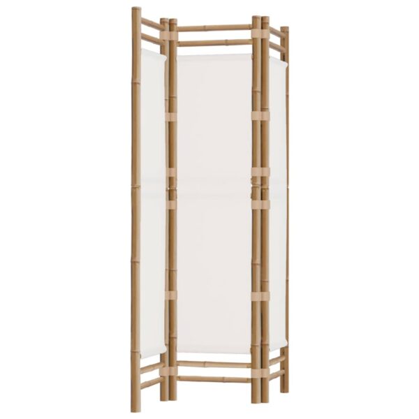 vidaXL Folding 3-Panel Room Divider 47.2" Bamboo and Canvas - Image 2