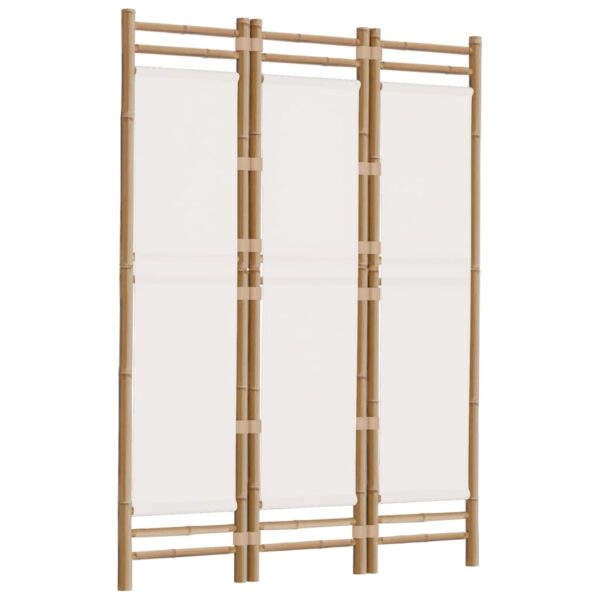 vidaXL Folding 3-Panel Room Divider 47.2" Bamboo and Canvas - Image 3