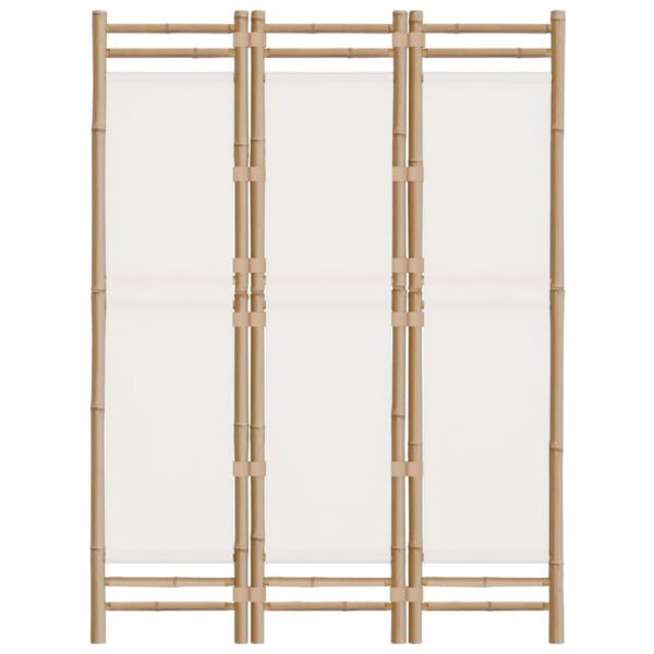 vidaXL Folding 3-Panel Room Divider 47.2" Bamboo and Canvas - Image 4