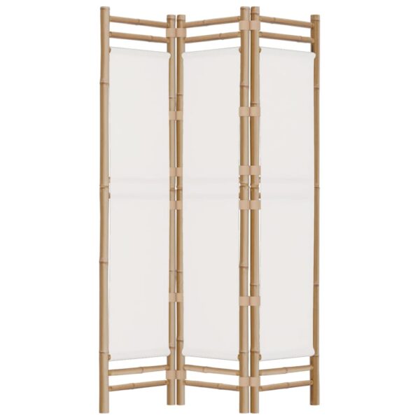 vidaXL Folding 3-Panel Room Divider 47.2" Bamboo and Canvas - Image 5