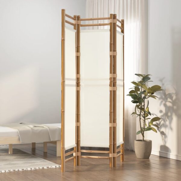 vidaXL Folding 3-Panel Room Divider 47.2" Bamboo and Canvas