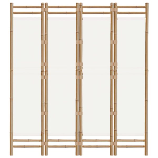 vidaXL Folding 4-Panel Room Divider 63" Bamboo and Canvas - Image 4