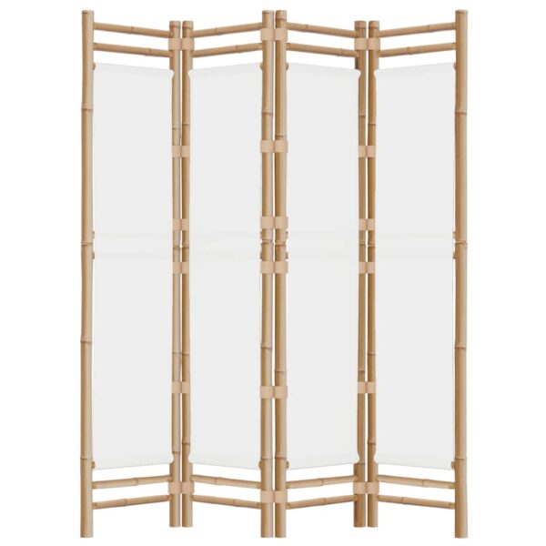 vidaXL Folding 4-Panel Room Divider 63" Bamboo and Canvas - Image 5