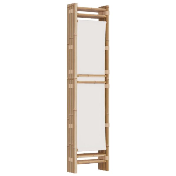 vidaXL Folding 4-Panel Room Divider 63" Bamboo and Canvas - Image 6