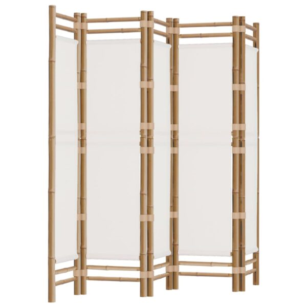 vidaXL Folding 5-Panel Room Divider 78.7" Bamboo and Canvas - Image 2