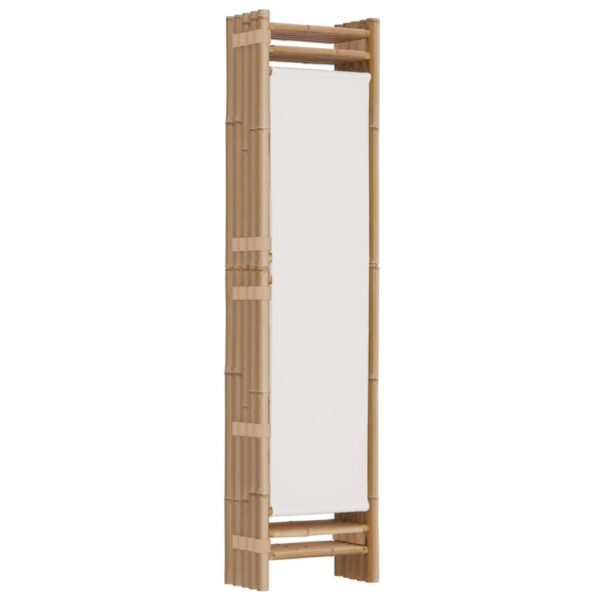 vidaXL Folding 5-Panel Room Divider 78.7" Bamboo and Canvas - Image 6