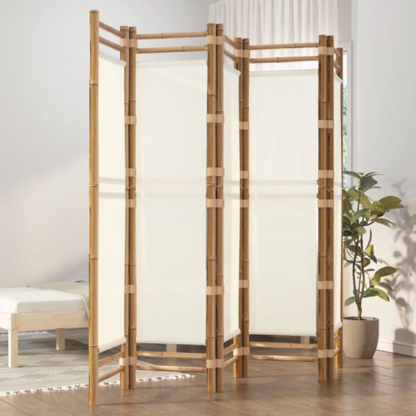 vidaXL Folding 5-Panel Room Divider 78.7" Bamboo and Canvas