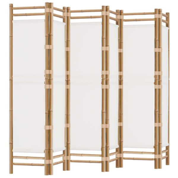 vidaXL Folding 6-Panel Room Divider 94.5" Bamboo and Canvas - Image 2