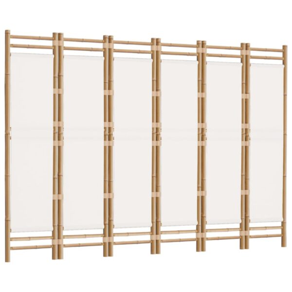 vidaXL Folding 6-Panel Room Divider 94.5" Bamboo and Canvas - Image 3