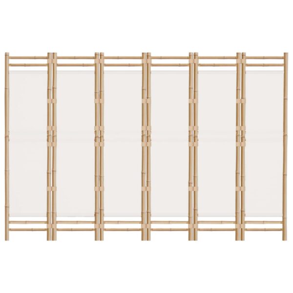 vidaXL Folding 6-Panel Room Divider 94.5" Bamboo and Canvas - Image 4